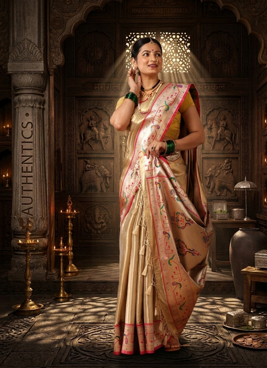 Off White Woven Design Viscose Saree