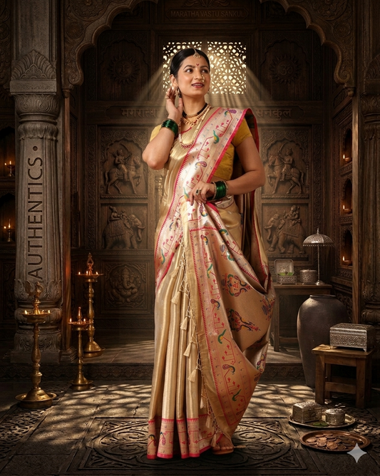 Off White Woven Design Viscoris Saree