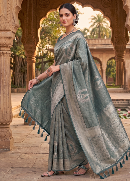 Green Woven Design Kanjivaram Saree