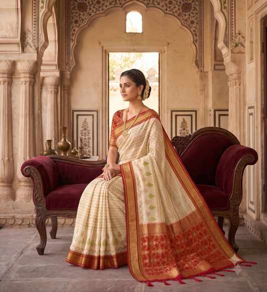 Off White Woven Design Kanjivaram Saree
