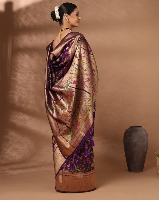 Purple Woven Design Dola Silk Saree