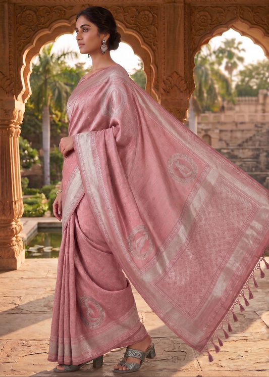 Pink Woven Design Kanjivaram Saree