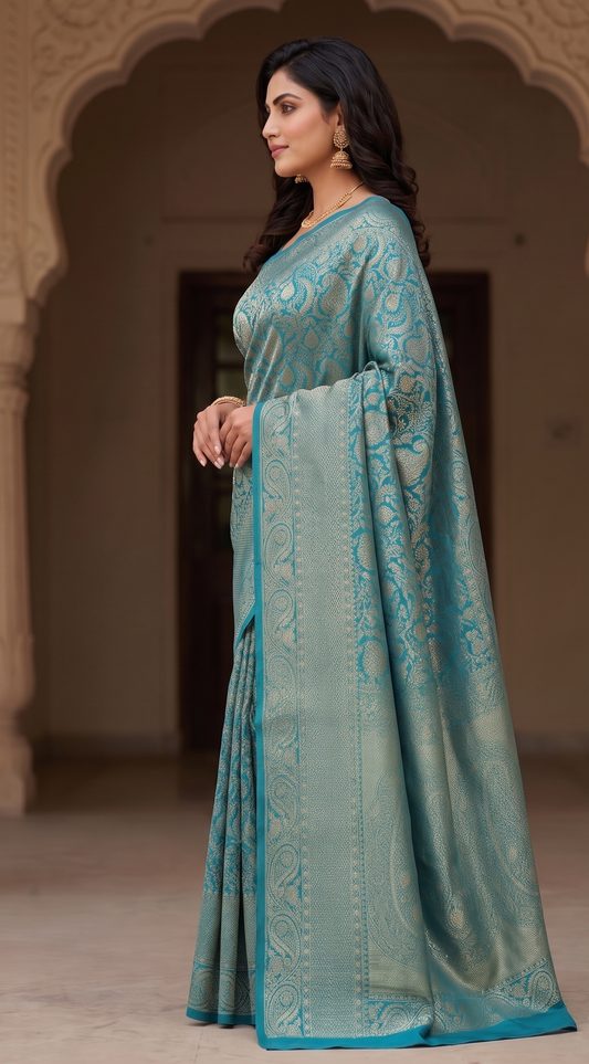 Blue Woven Design Art Silk Kanjivaram Saree