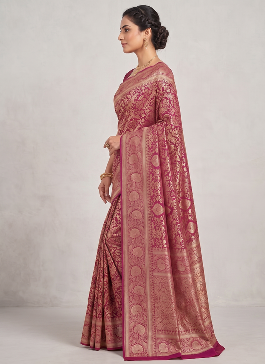 Lavender Woven Design Art Silk Kanjivaram Saree
