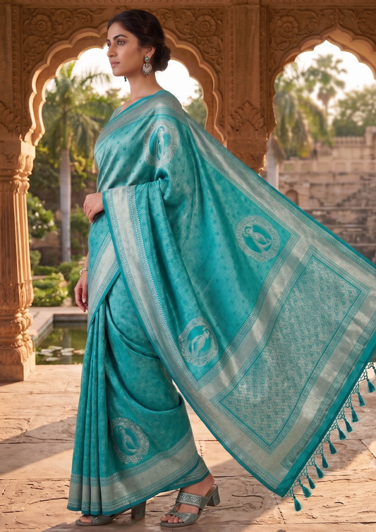 Blue Woven Design Kanjivaram Saree