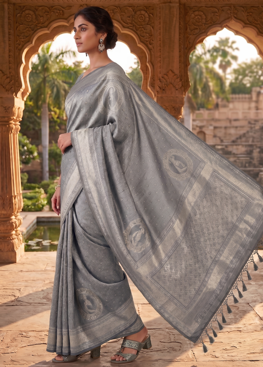 Grey Woven Design Kanjivaram Saree