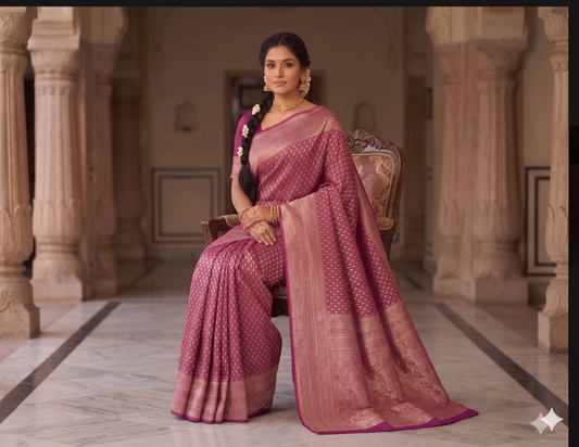 Wine Woven Design Art Silk Kanjivaram Saree