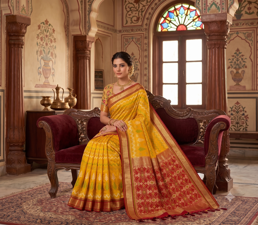 Mustard Woven Design Kanjivaram Saree