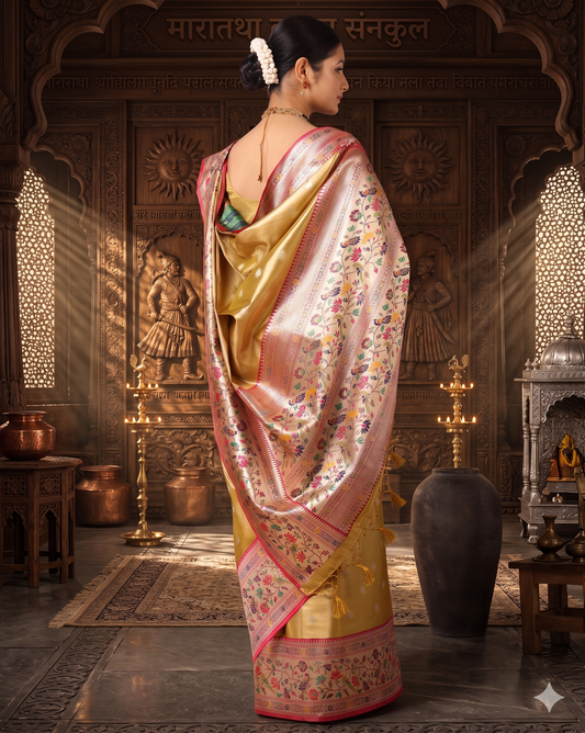 Gold Woven Design Viscoris Saree
