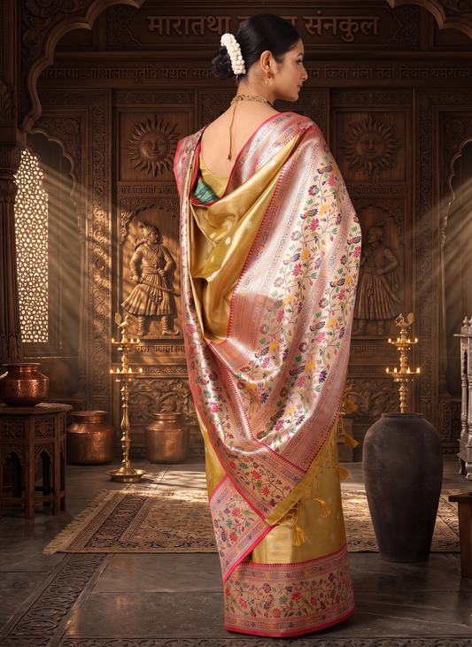 Gold Woven Design Viscose Saree