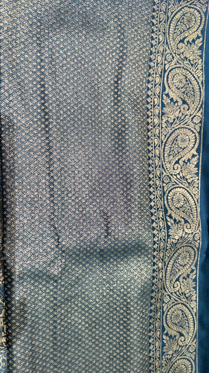 Dark Blue Woven Design Art Silk Kanjivaram Saree