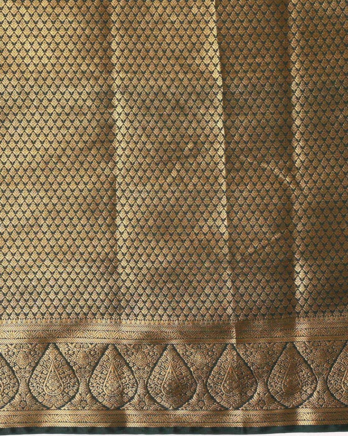 Off White Green Woven Design Balaton Saree