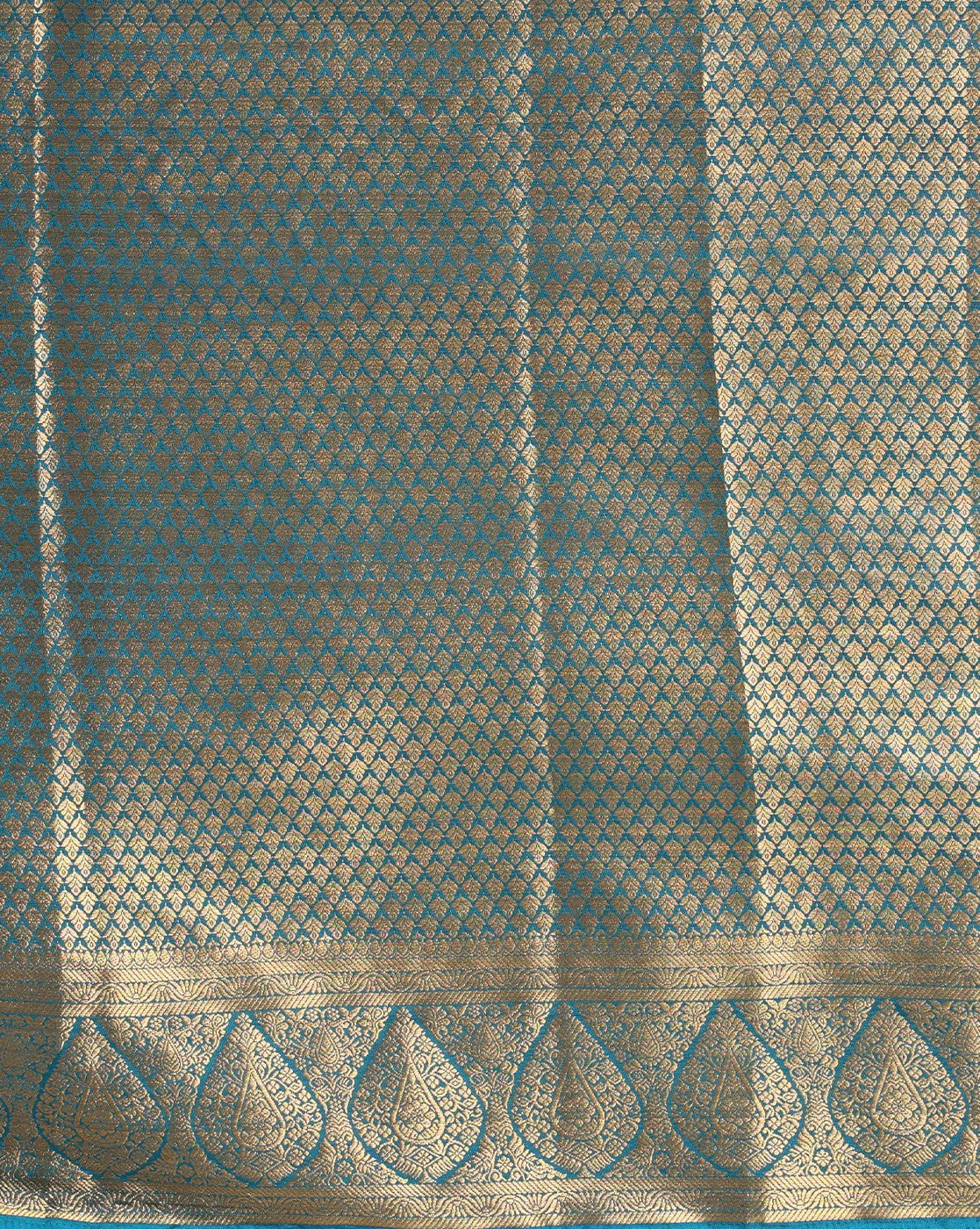 Off White Dark Blue Woven Design Balaton Saree