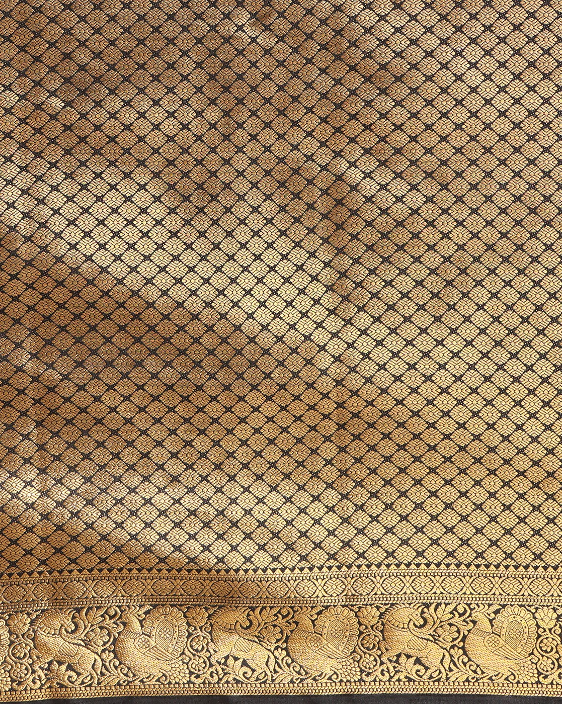 Off White Black Woven Design Balaton Saree