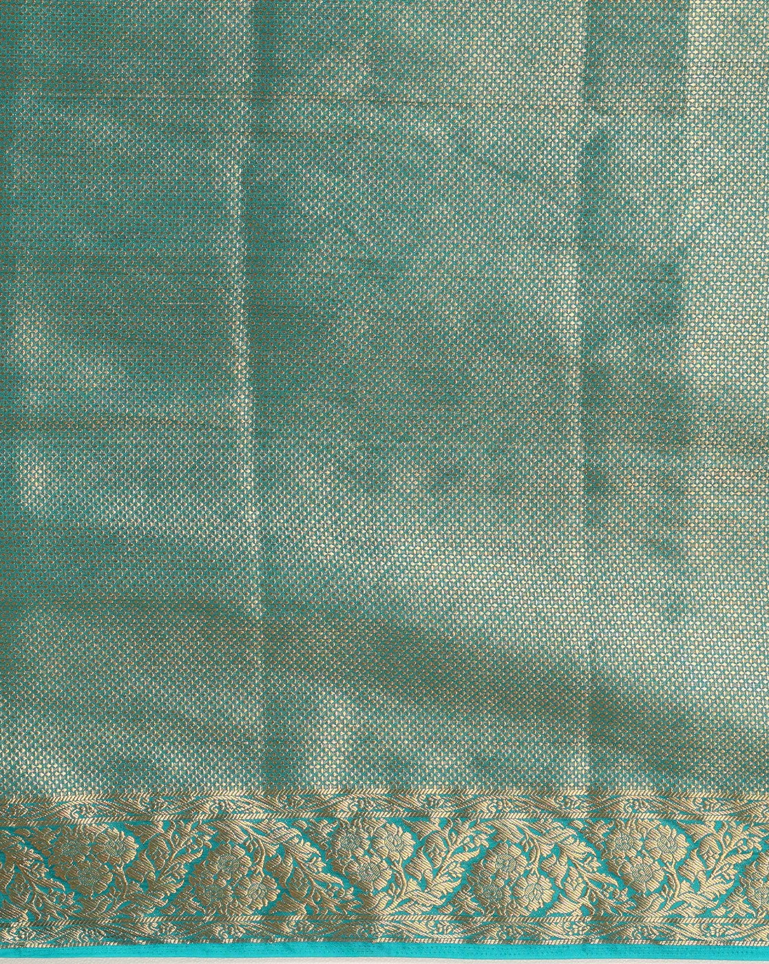 Off White Dark Blue Woven Design Balaton Saree