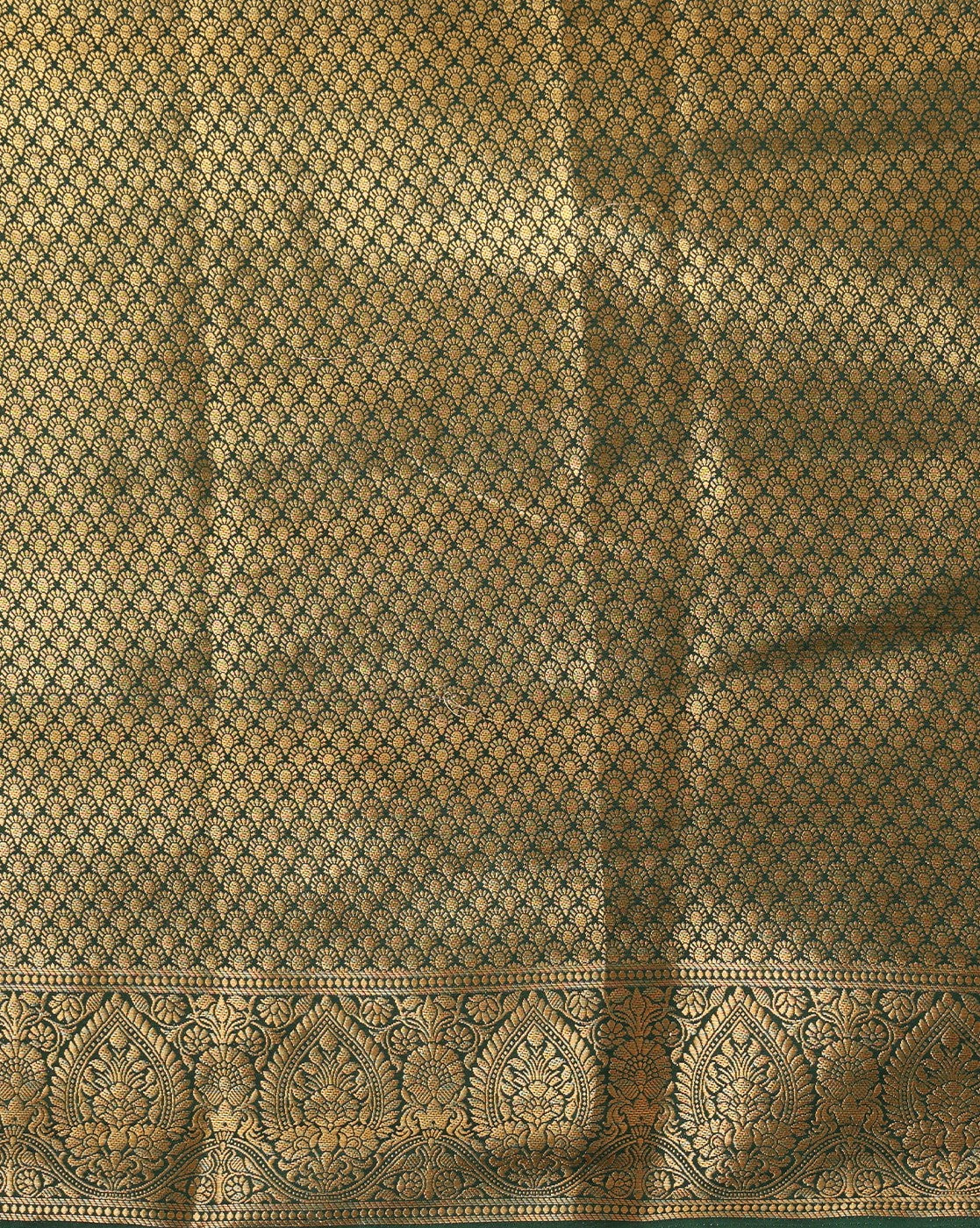 Off White Bottle Green Woven Design Balaton Saree