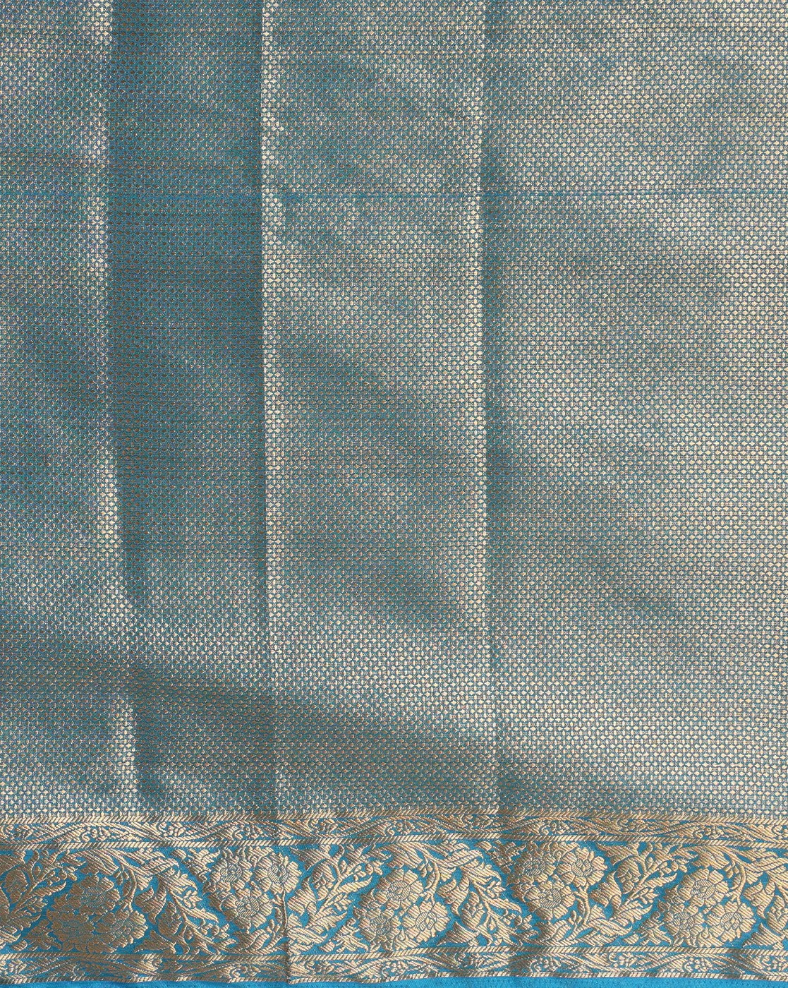 Off White Peacock Blue Woven Design Balaton Saree