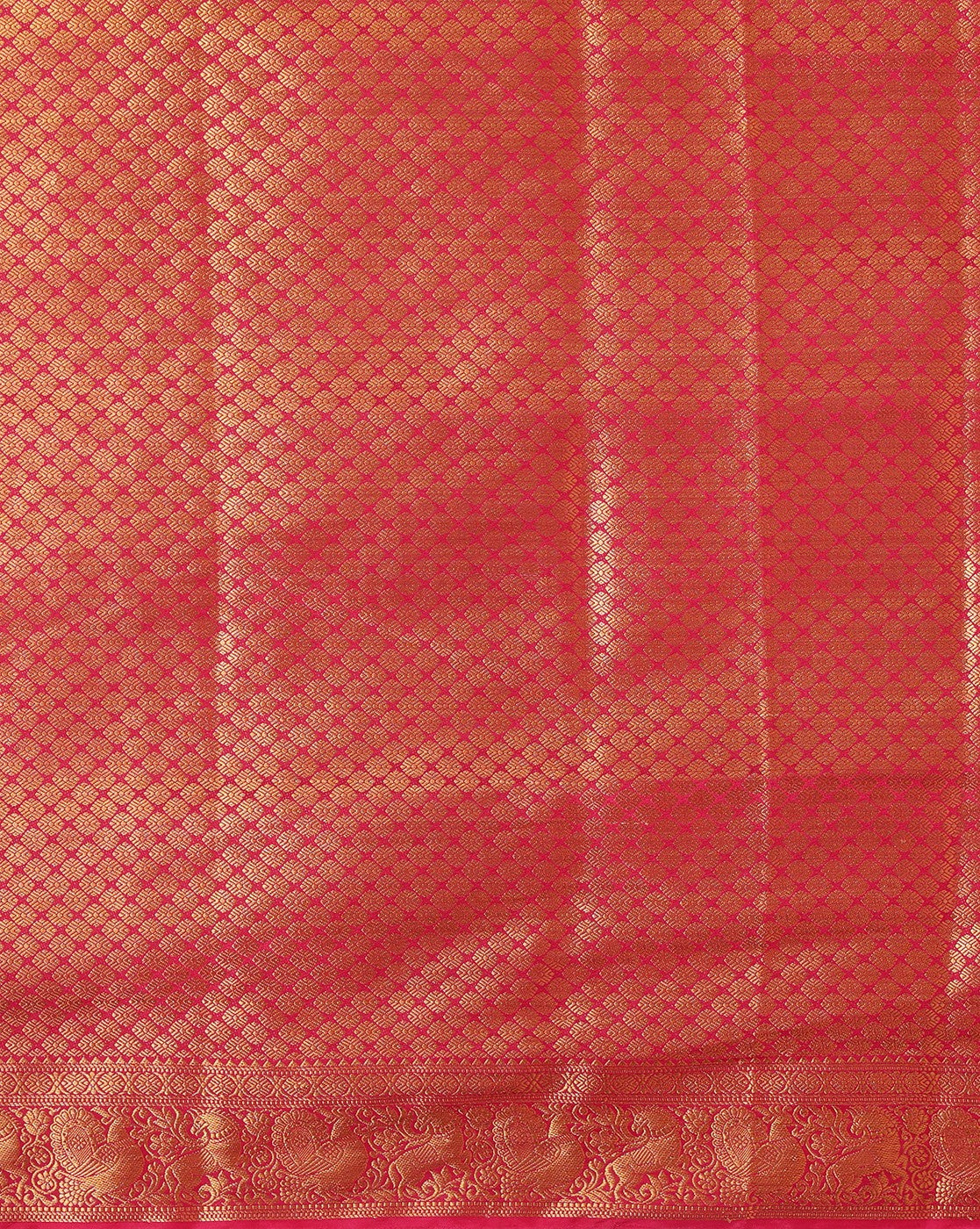 Off White Rani Pink Woven Design Balaton Saree
