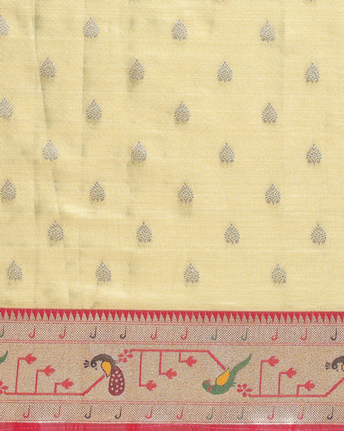 Green Woven Design Viscoris Saree