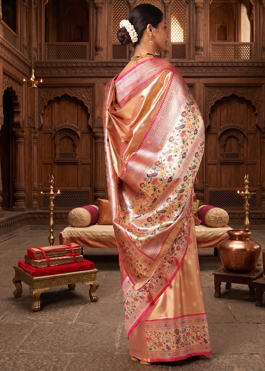 Orange Woven Design Viscose Saree