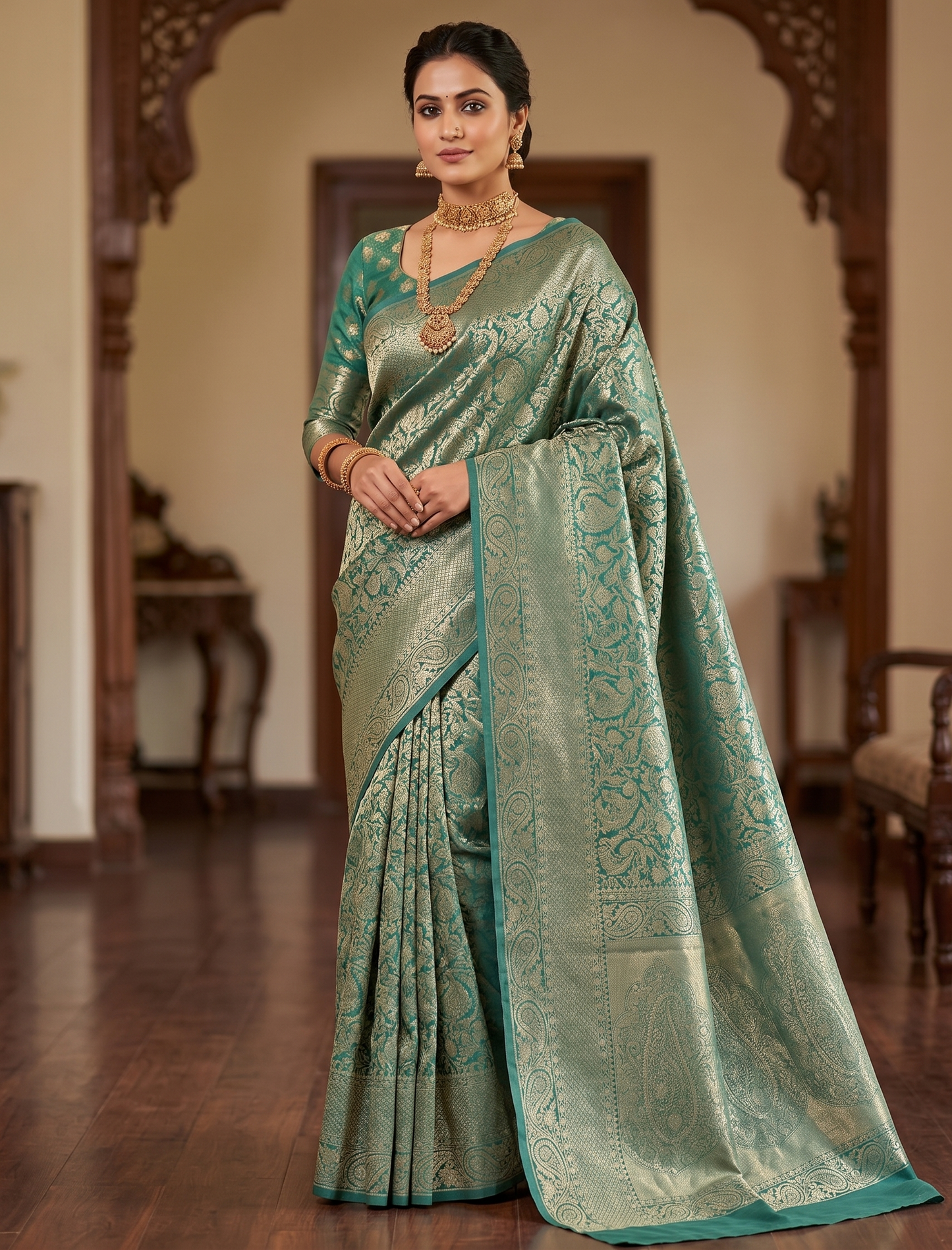 Light Green Woven Design Art Silk Kanjivaram Saree