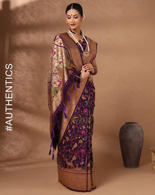Purple Woven Design Dola Silk Saree