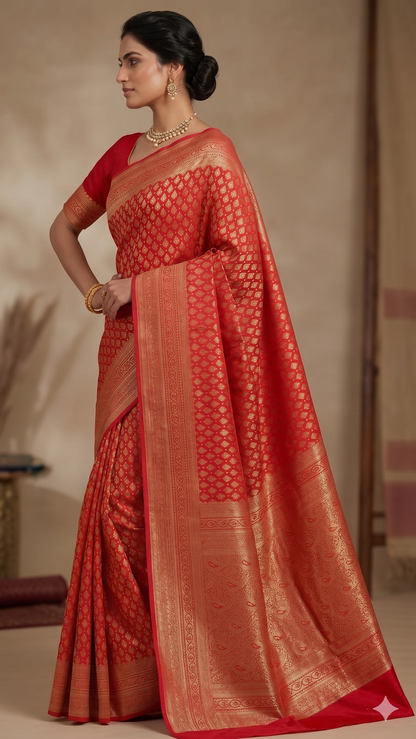Red Woven Design Art Silk Kanjivaram Saree