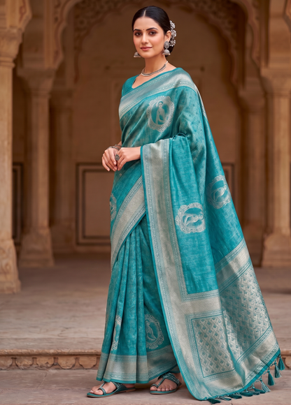 Blue Woven Design Kanjivaram Saree
