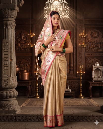 Off White Woven Design Viscoris Saree