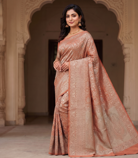 Orange Woven Design Art Silk Kanjivaram Saree