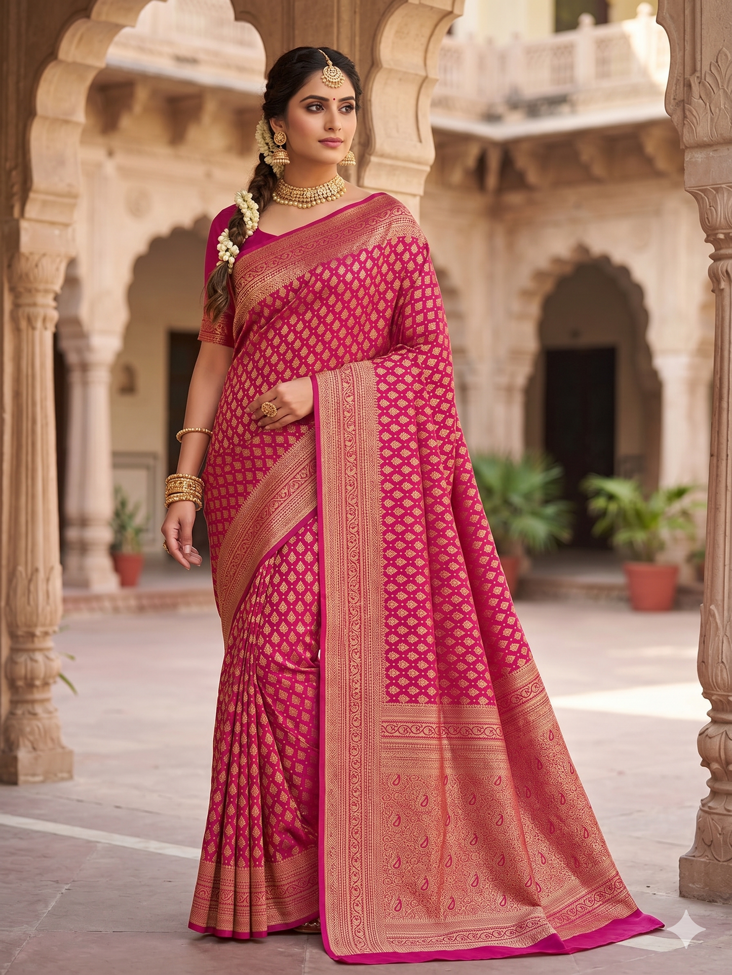 Pink Woven Design Art Silk Kanjivaram Saree