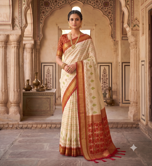 Off White Woven Design Kanjivaram Saree