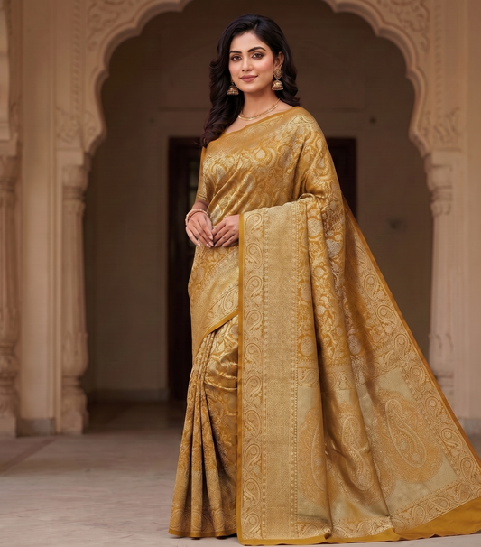 Yellow Woven Design Art Silk Kanjivaram Saree