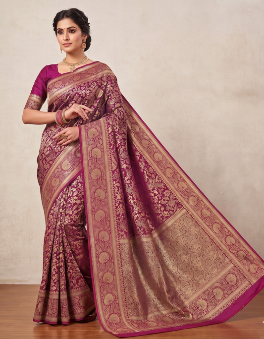 Pink Woven Design Art Silk Kanjivaram Saree