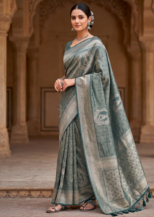 Green Woven Design Kanjivaram Saree