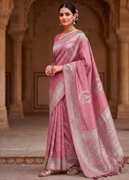 Pink Woven Design Kanjivaram Saree