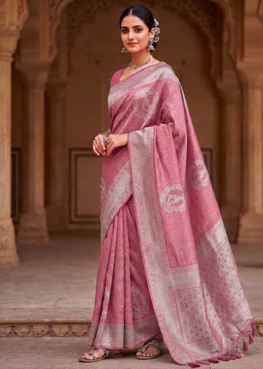 Pink Woven Design Kanjivaram Saree