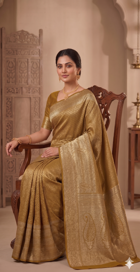 Yellow Woven Design Art Silk Kanjivaram Saree