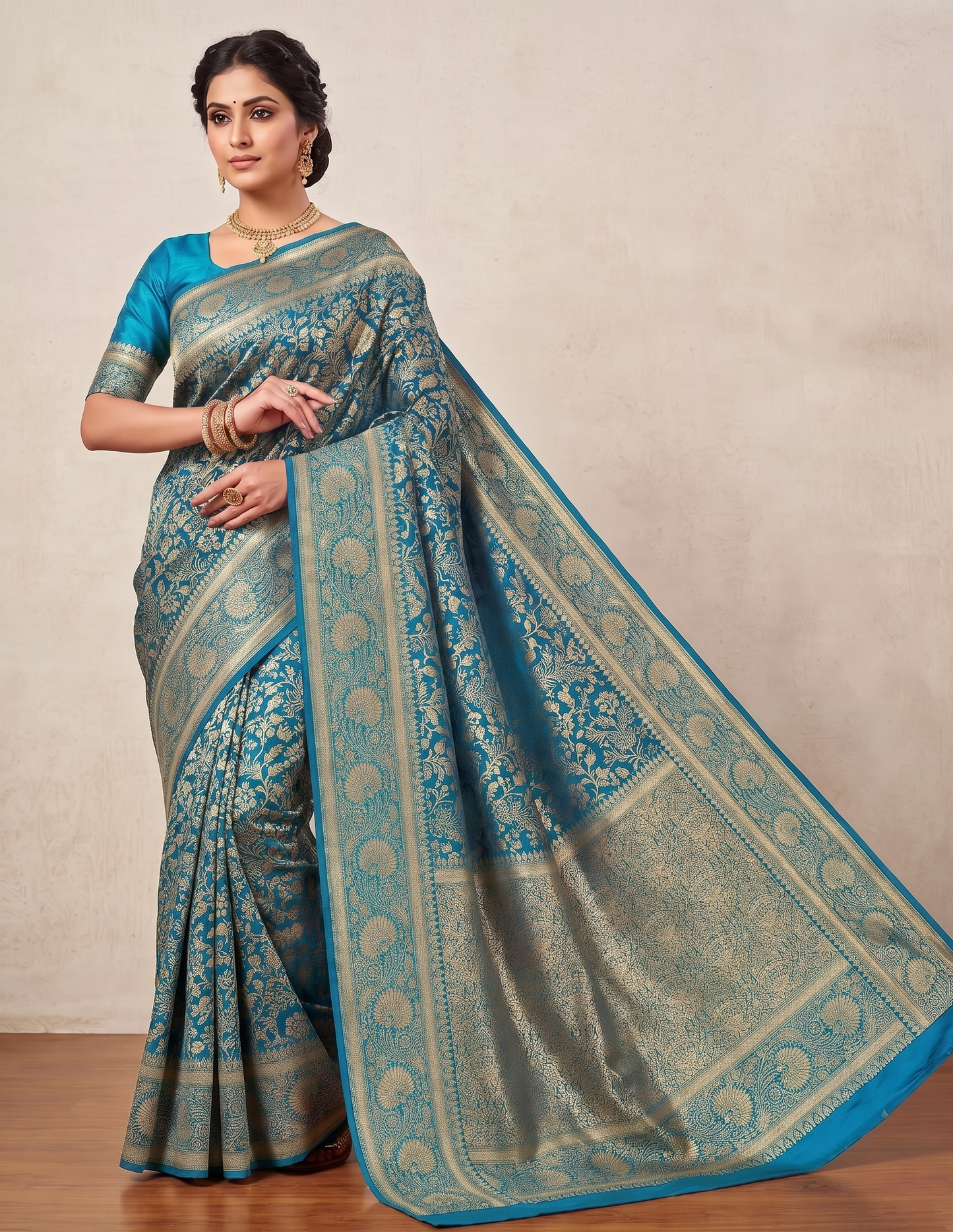 Blue Woven Design Art Silk Kanjivaram Saree