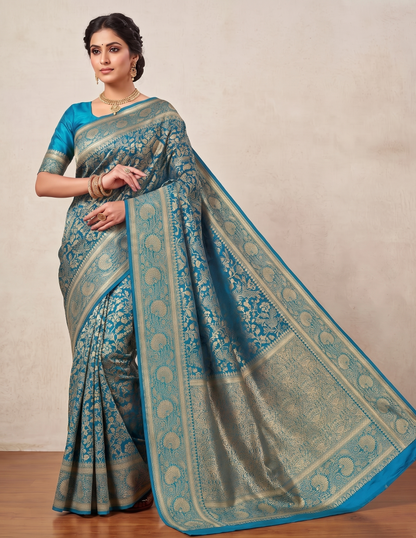 Blue Woven Design Art Silk Kanjivaram Saree