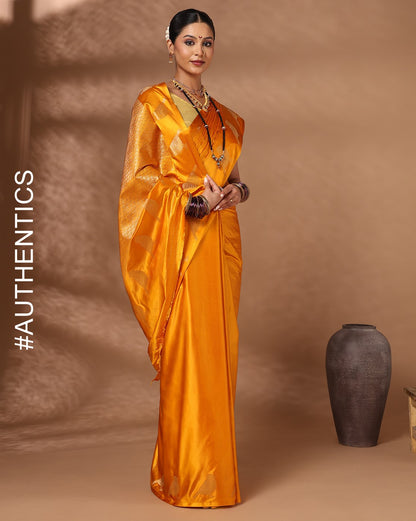 Mustard Woven Design Crape Saree