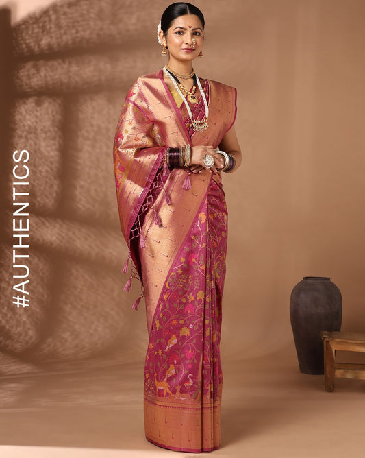 Lavender Woven Design Dola Silk Saree