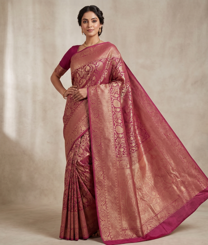 Lavender Woven Design Art Silk Kanjivaram Saree