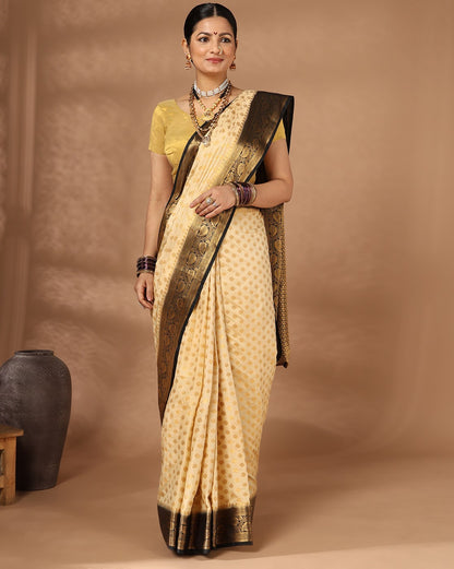 Off White Black Woven Design Balaton Saree