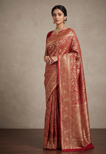 Maroon Woven Design Art Silk Kanjivaram Saree