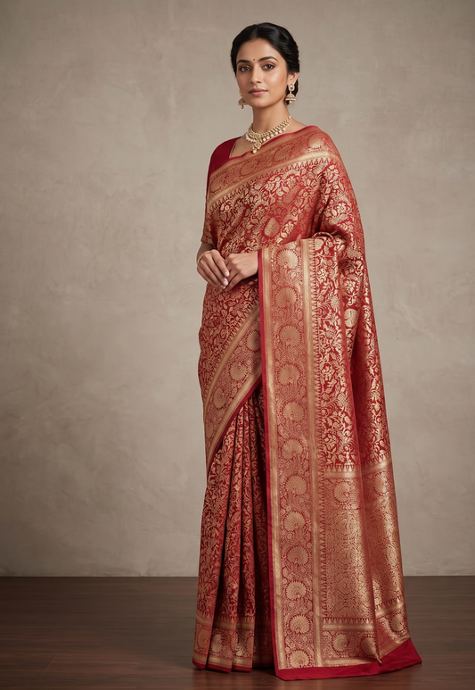 Maroon Woven Design Art Silk Kanjivaram Saree