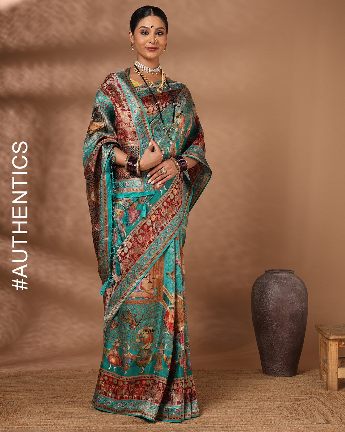Dark Blue Woven Design Viscoris Saree