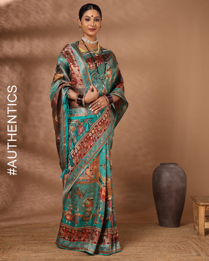 Dark Blue Woven Design Viscoris Saree