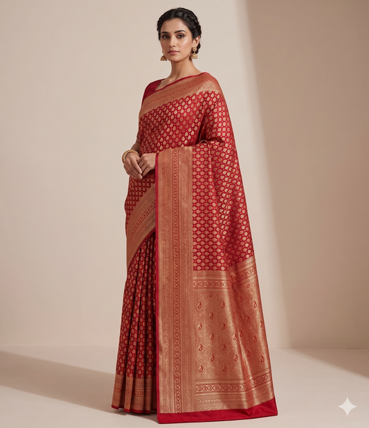 Maroon Woven Design Art Silk Kanjivaram Saree