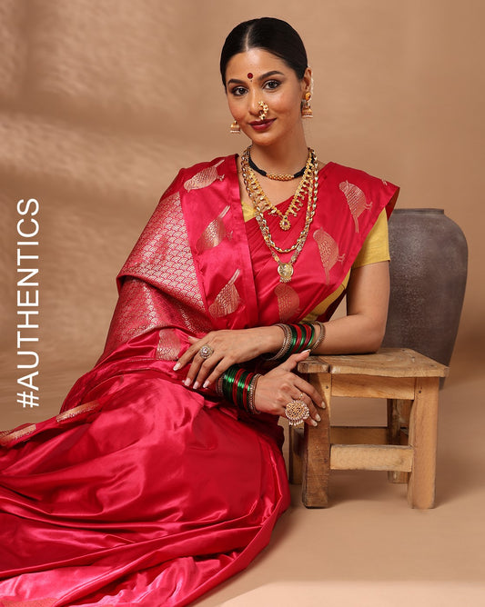 Rani Pink Woven Design Crape Saree